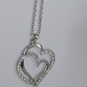 Silver Double Love Necklace , Beautiful Necklace Women's Fashion